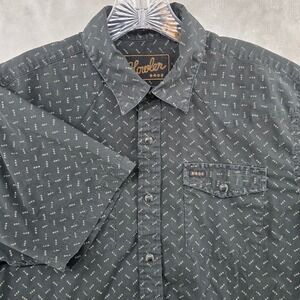 Howler Brothers Western Shirt Mens Medium Black Short Sleeve Pearl Snap